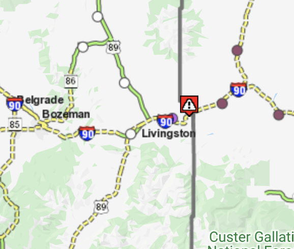 Slick conditions cause semi to block I-90 EB, WB lanes near Livingston